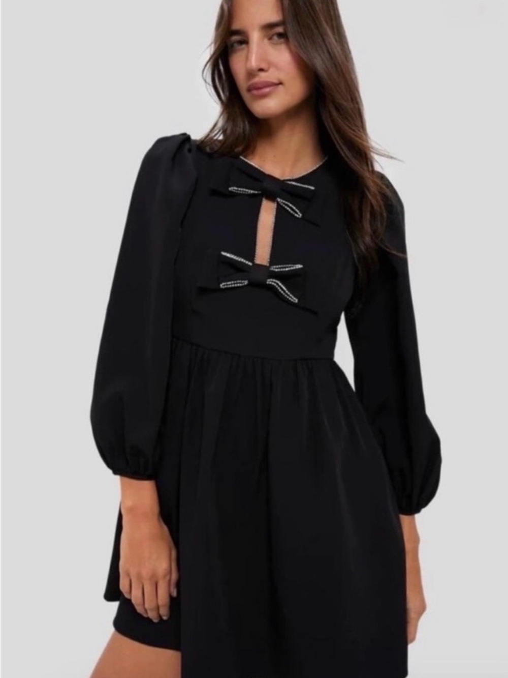 Hyacinth House x Tuckernuck Blair Embellished Rhinestone Bow Mini Dress